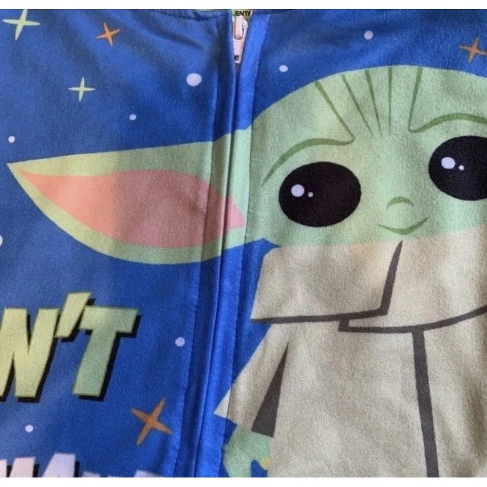 Star Wars Grogu One Piece Pajamas Boys 4/5 Blue New‎ Mandalorian Fleece Sleeper